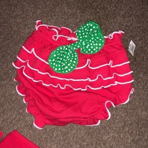 Christmas bib and bloomer/diaper cover set